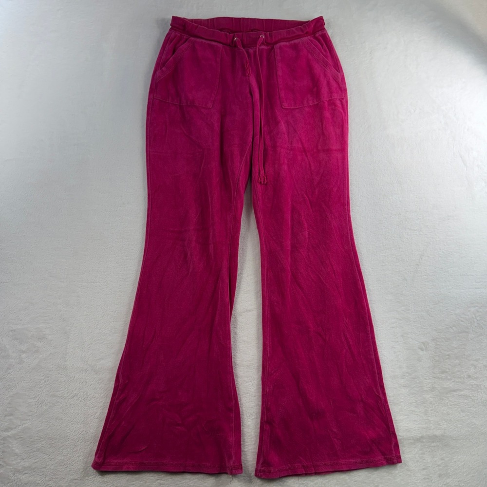VTG Y2K Mossimo S Small Velour Pants Pink Flare Leg Low Rise Drawstring Hip Hop - Picture 3 of 14